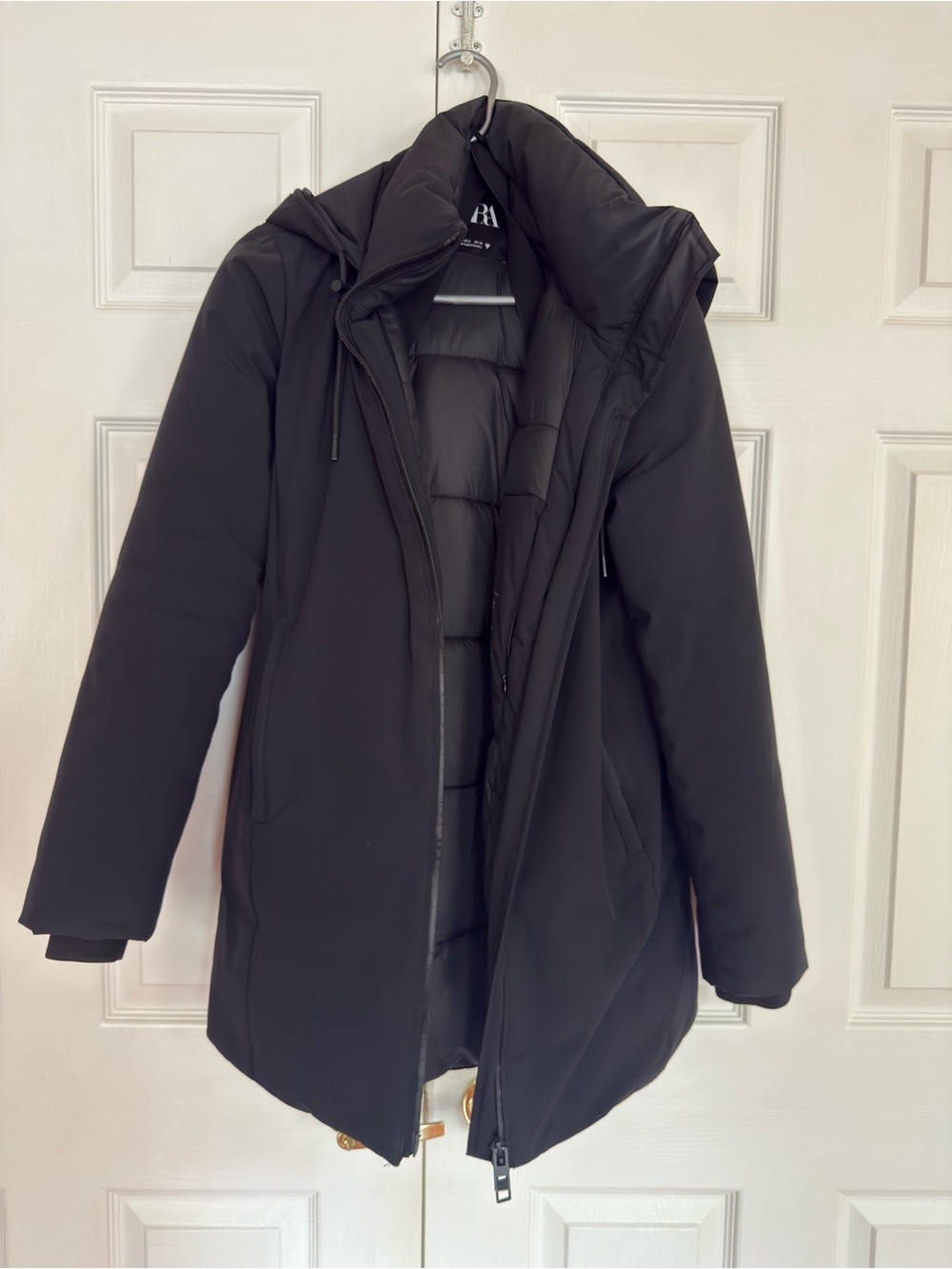 ZARA Black Hooded Mid Parka S (Up to -20*)